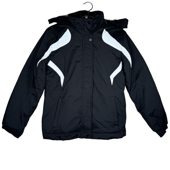 Z-SHOW Black Full Zip High Neck Winter Ski Hooded Jacket Youth 14-16 NWT - Picture 1 of 14